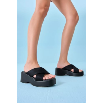 Coutgo Women's Slide Sandals with Platform Wedge Heel