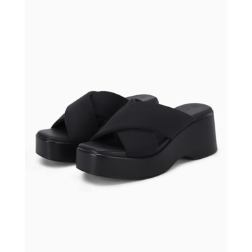 Coutgo Women's Slide Sandals with Platform Wedge Heel