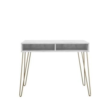 Novogratz Athena Desk with Faux Marble Top and Storage