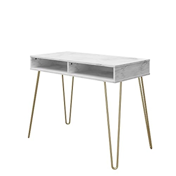 Novogratz Athena Desk with Faux Marble Top and Storage