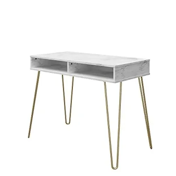 Novogratz Athena Desk with Faux Marble Top and Storage