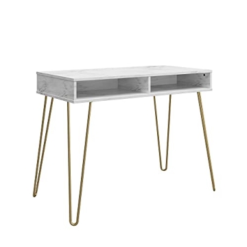 Novogratz Athena Desk with Faux Marble Top and Storage