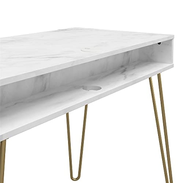Novogratz Athena Desk with Faux Marble Top and Storage