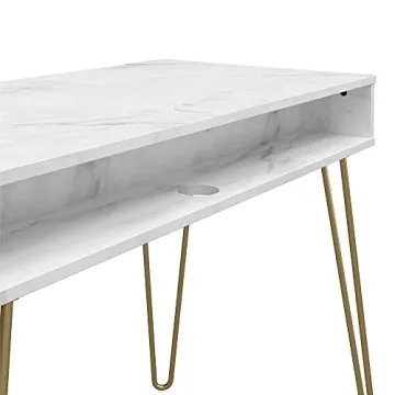 Novogratz Athena Desk with Faux Marble Top and Storage