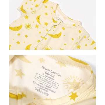 Teach Leanbh Baby Boys Girls Bamboo Viscose Printing Pajamas 2 Way Zipper Short Sleeve Romper Jumpsu...