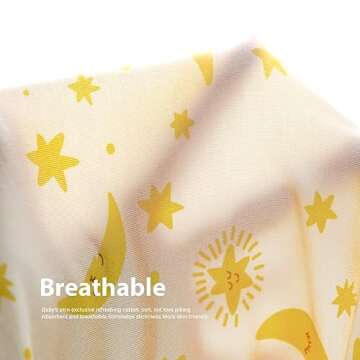 Teach Leanbh Baby Boys Girls Bamboo Viscose Printing Pajamas 2 Way Zipper Short Sleeve Romper Jumpsuit Sleep and Play (Star Moon, 6-12 Months)