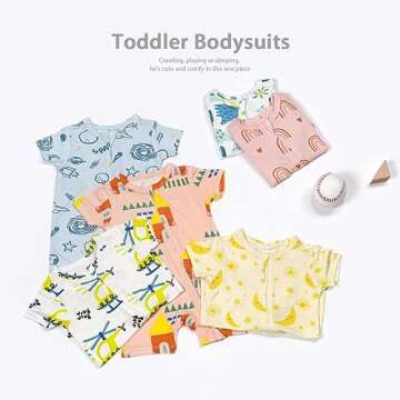 Teach Leanbh Baby Boys Girls Bamboo Viscose Printing Pajamas 2 Way Zipper Short Sleeve Romper Jumpsuit Sleep and Play (Star Moon, 6-12 Months)