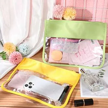 12 Pieces Clear Zipper Pouches for Travel and Makeup Organization