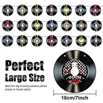 Boao 3 Packs 1950's Rock and Roll Music Party Decorations Record Cutout Banner Records Wall Decor Si...