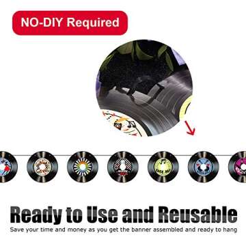 Boao 3 Packs 1950's Rock and Roll Music Party Decorations Record Cutout Banner Records Wall Decor Signs Records for Wall Aesthetic 50's Theme Party Supplies Music Party Favors