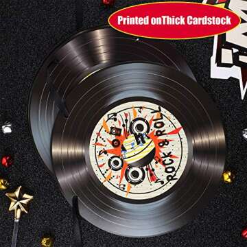 Boao 3 Packs 1950's Rock and Roll Music Party Decorations Record Cutout Banner Records Wall Decor Signs Records for Wall Aesthetic 50's Theme Party Supplies Music Party Favors