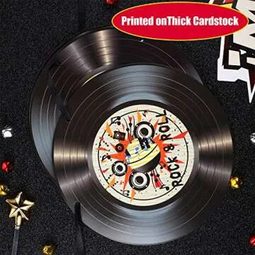 Boao 3 Packs 1950's Rock and Roll Music Party Decorations Record Cutout Banner Records Wall Decor Signs Records for Wall Aesthetic 50's Theme Party Supplies Music Party Favors