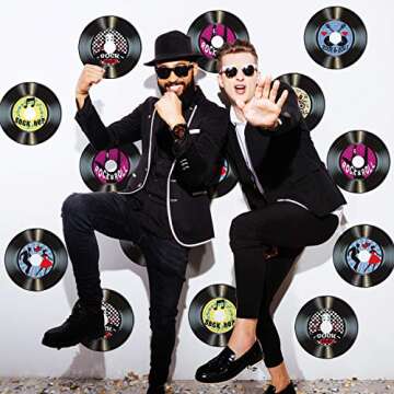 Boao 3 Packs 1950's Rock and Roll Music Party Decorations Record Cutout Banner Records Wall Decor Signs Records for Wall Aesthetic 50's Theme Party Supplies Music Party Favors