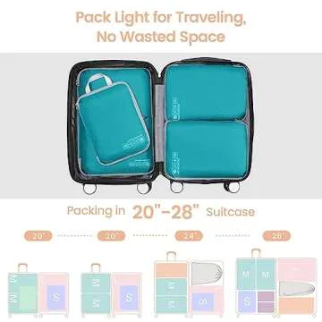 Cambond Compression Packing Cubes for Travel, 4 Pack Travel Bags Luggage Organizers Travel Essentials Compression Cubes for Travel Carry on Suitcases, Lake Blue