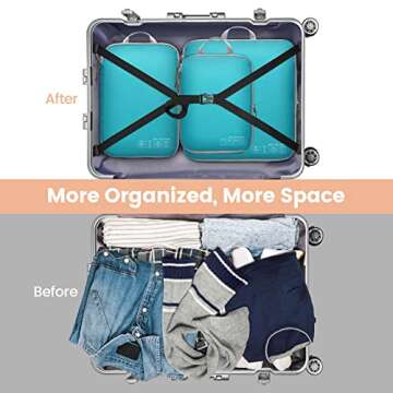 Cambond Compression Packing Cubes for Travel, 4 Pack Travel Bags Luggage Organizers Travel Essentials Compression Cubes for Travel Carry on Suitcases, Lake Blue