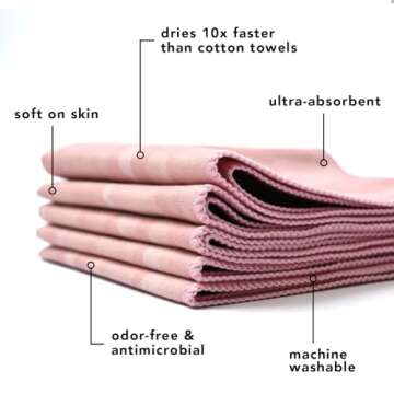 DRYKI Sweat Absorbing Handkerchiefs - The Original Quick-Dry Microfiber Sweat Rags & Towels for Face, Hands, & Body - Perfect for Gym, Sports, and Work (Pink Camo, 5 Pack)