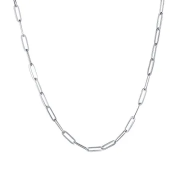 Sunling Stainless Steel Dainty Paperclip Link Chain Necklace for Women with Extension - Silver and G...