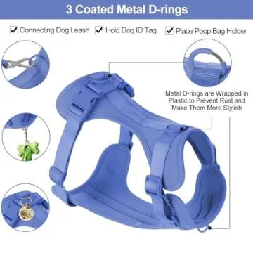 Wisedog No Pull Lightweight Dog Vest Harness with Soft and Comfortable Cushion, Breathable Mesh, for Small Medium Large Dogs Walking (M(Neck: 11.81"-18.11";Chest: 18.11"-27.95"), Blue)