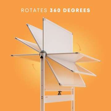 Durable Rolling Dry Erase Board - 46"x32" Portable Whiteboard