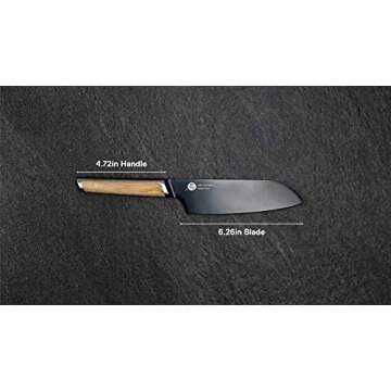 Everdure German Steel Professional Santoku Knife, 6.26 Inch Chef Knife with Titanium Coated Blade an...