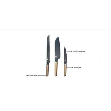 Everdure German Steel Professional Santoku Knife, 6.26 Inch Chef Knife with Titanium Coated Blade and Pakka Wood Handle, Perfect Kitchen Knife for Thinly Slicing Meat and Seafood