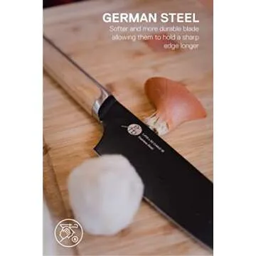 Everdure German Steel Professional Santoku Knife, 6.26 Inch Chef Knife with Titanium Coated Blade and Pakka Wood Handle, Perfect Kitchen Knife for Thinly Slicing Meat and Seafood