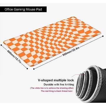 SXCKANG Orange Checkered Large Mouse Pad, Boho Pink Desk Mat Pad, Extended Kawaii Mousepad Stitched ...