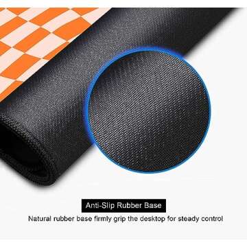 SXCKANG Orange Checkered Large Mouse Pad, Boho Pink Desk Mat Pad, Extended Kawaii Mousepad Stitched Edges Keyboard Mouse Mat, Desk Accessories for Women Office Gaming Decor, 35.4 x 15.7 in