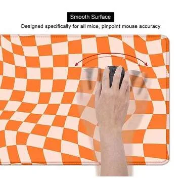 SXCKANG Orange Checkered Large Mouse Pad, Boho Pink Desk Mat Pad, Extended Kawaii Mousepad Stitched Edges Keyboard Mouse Mat, Desk Accessories for Women Office Gaming Decor, 35.4 x 15.7 in