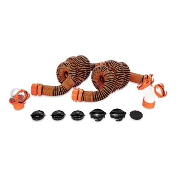Camco RhinoEXTREME 20’ Camper & RV Sewer Hose - Ready-to-Use Sewer Kit Includes 360° Clear Swivel...