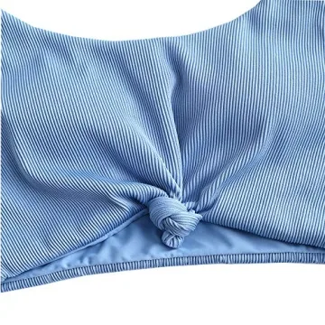 ZAFUL Knot Textured High Waisted Bikini Set for Women