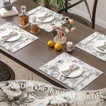 JINCHAN Floral Placemats Set of 4 Perfect for Dining
