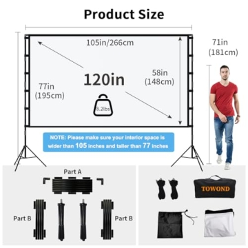 TOWOND 120 Inch Portable Projector Screen for Outdoor Fun