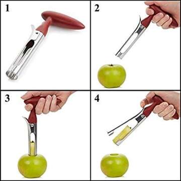 2 PACK - Apple Corer Lever Tool by BRIGHT KITCHEN Stainless Steel Pear Fruit Seed Remover Cherry Red...