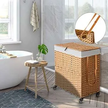 Greenstell Laundry Hamper with Wheels - 110L Handwoven Stylish Storage Solution