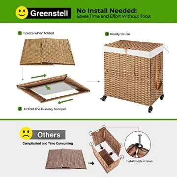 Greenstell 110L Laundry Hamper on Wheels, Stylish & Convenient