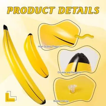 Simgoing 12 Pcs Inflatable Banana Props Balloons Include 23 Inch Banana x 11, 70 Inch Banana x 1, Bachelorette Party Decoration Plastic Banana Toys for Swimming Pool Party Favors Supplies Games