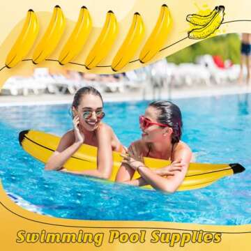 Simgoing 12 Pcs Inflatable Banana Props Balloons Include 23 Inch Banana x 11, 70 Inch Banana x 1, Bachelorette Party Decoration Plastic Banana Toys for Swimming Pool Party Favors Supplies Games