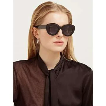 AIEYEZO Oversized Cat Eye Sunglasses for Women Cute Oval Thick Frame Cateye Sun Glasses Chic Retro S...