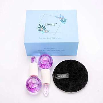 CIBLUTY ICE BEAUTY BALLS for FACIAL, 2PCS Purple Facial Roller for Cold Facial Massage Face Roller B...