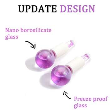 CIBLUTY ICE BEAUTY BALLS for FACIAL, 2PCS Purple Facial Roller for Cold Facial Massage Face Roller Balls with Anti-Freeze Liquid to Reduce Puffiness, Pores, Wrinkles…