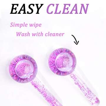 CIBLUTY ICE BEAUTY BALLS for FACIAL, 2PCS Purple Facial Roller for Cold Facial Massage Face Roller Balls with Anti-Freeze Liquid to Reduce Puffiness, Pores, Wrinkles…
