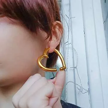 LADEMAYH Gold Heart 2g Gauges Earrings for Women
