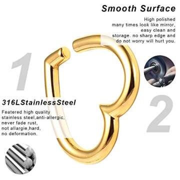 LADEMAYH Ear Weights for Stretched Ears, Gold Heart 2g Gauges Earrings Dangle Gauges for Women, Surgical Steel Ear Hangers Weighted Gauges Body Jewelry