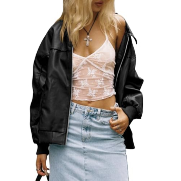 Tankaneo Women's Faux Leather Oversized Jacket - Stylish Comfort