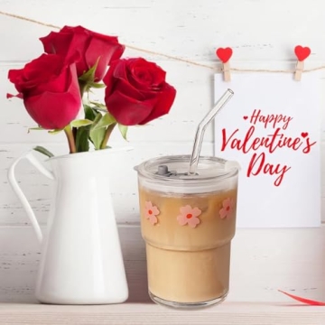 Olvini 13oz Glass Tumbler with Straw for Stylish Sipping