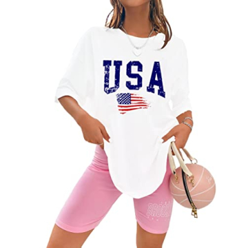 Zoyami Women's USA Flag Oversized T-Shirt for Casual Style