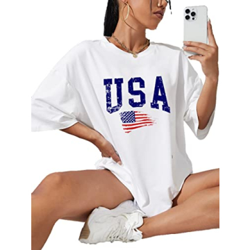 Zoyami Women's USA Flag Oversized T-Shirt for Casual Style