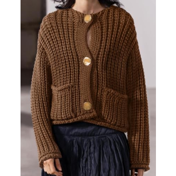 Yimoon Women’s Cropped Cardigan Sweater for Fall Fashion