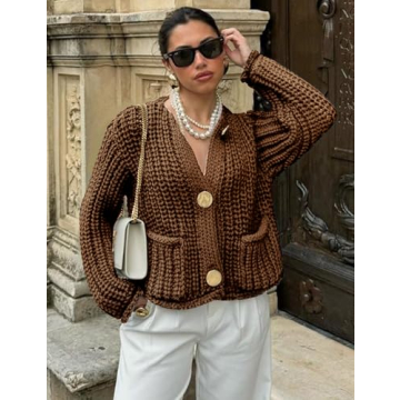 Yimoon Women’s Cropped Cardigan Sweater for Fall Fashion